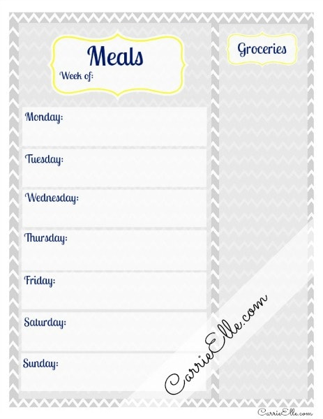 free meal planning printable