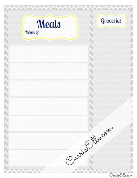 free meal planning printable no dates