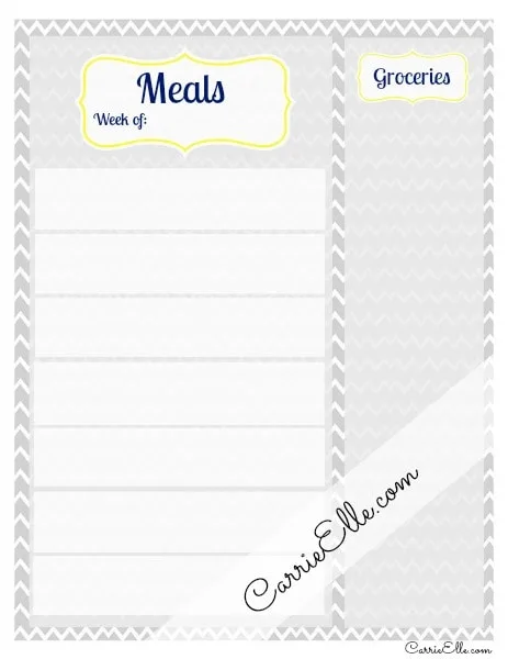 free meal planning printable no dates