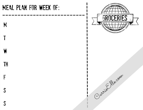 free meal planning printable