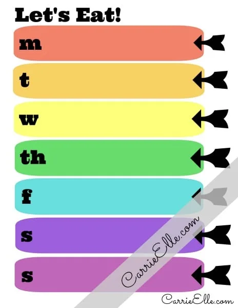 free meal planning printable rainbow