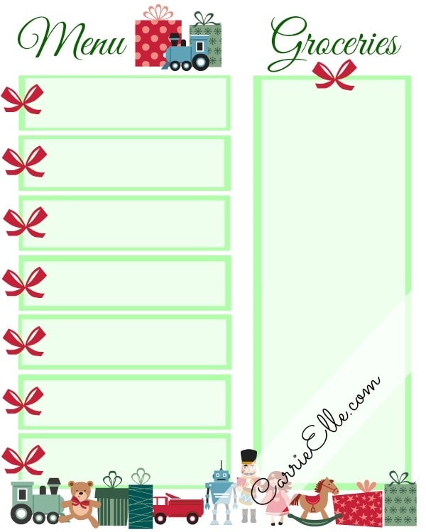 Free Christmas Meal Planning Printable