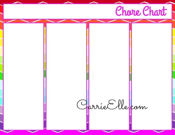 Free Printable Chore Chart Rainbow