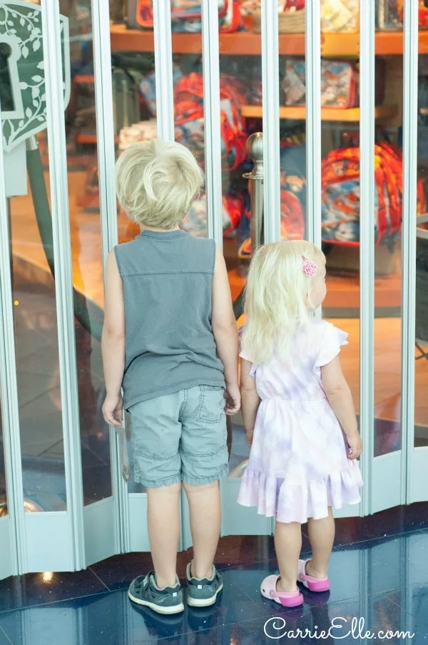 Waiting to get inside Disney store