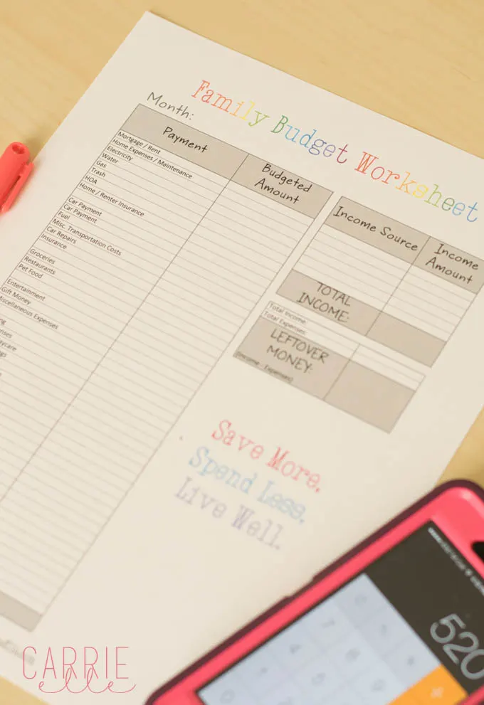 Free Printable Budget Worksheet