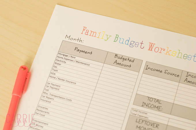 Free Budget Worksheet