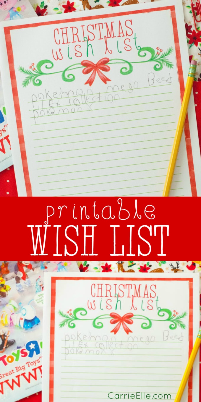 Printable Christmas Wish List - Carrie Elle