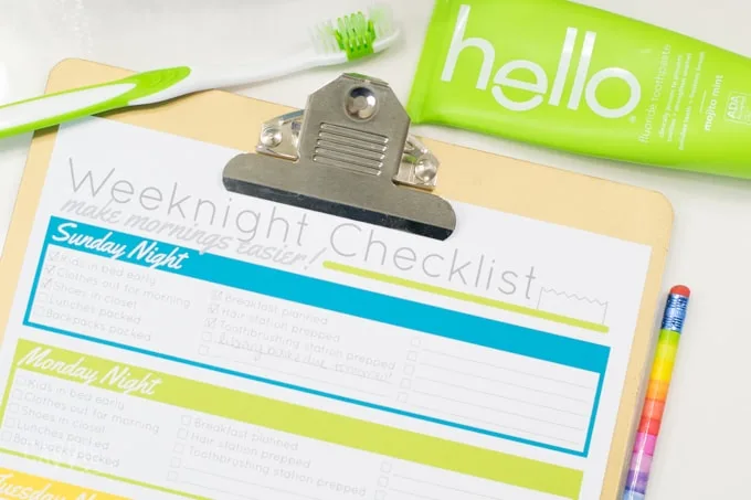 Evening Routine Printable Checklist