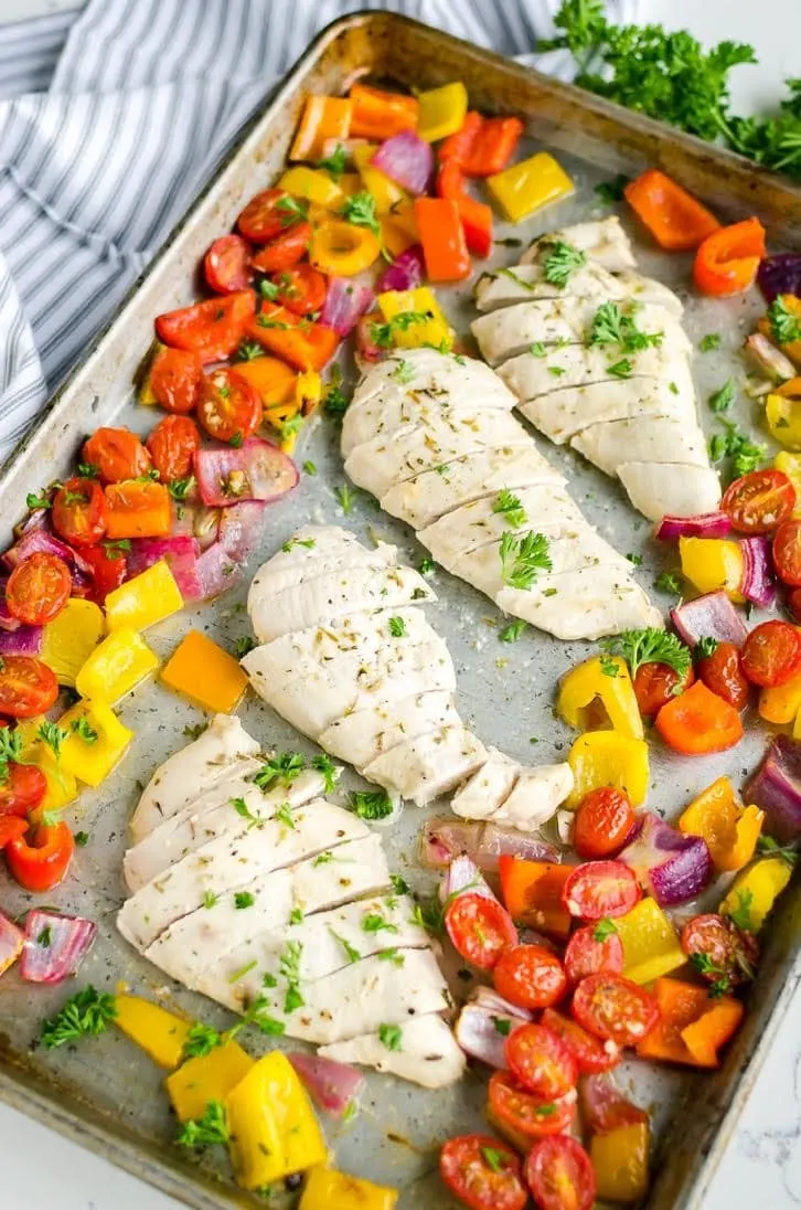 21 Day FIx Lemon Garlic Chicken Sheet Pan Dinner