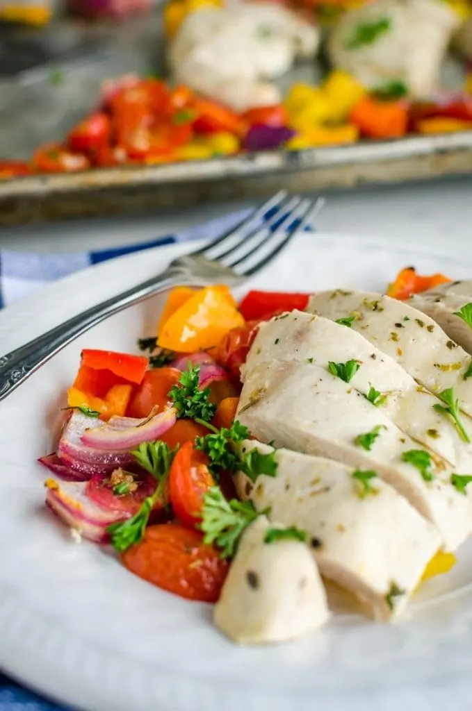 21 Day FIx Lemon Garlic Chicken Sheet Pan Dinner