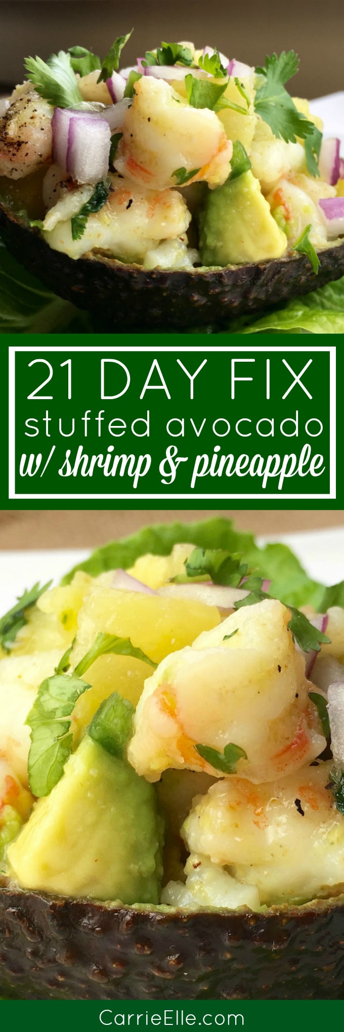 21 Day Fix Stuffed Avocado with Shrimp and Pineapple