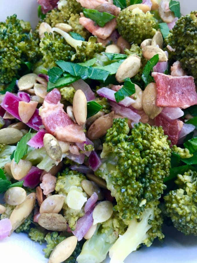 21 Day Fix Broccoli Bacon Salad with Pumpkin Seeds (with Weight Watchers Points)
