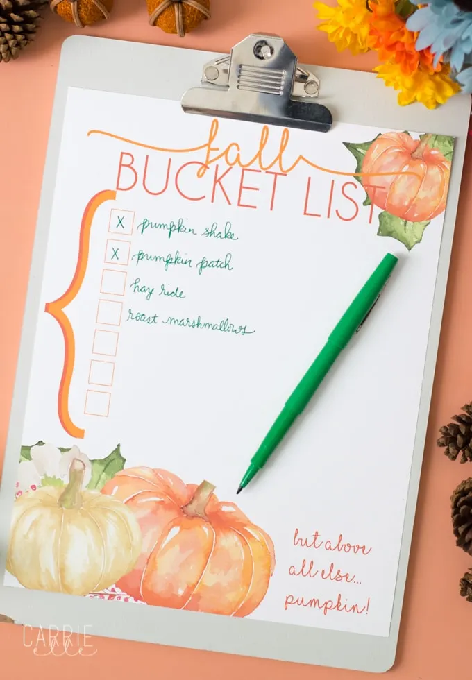 Fall Bucket List Printable