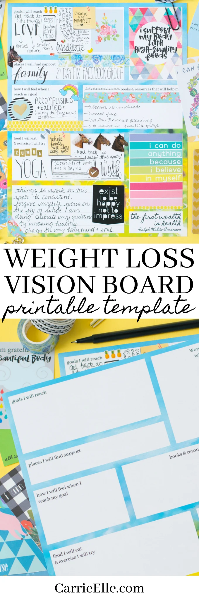 Printable Weight Loss Vision Board Template