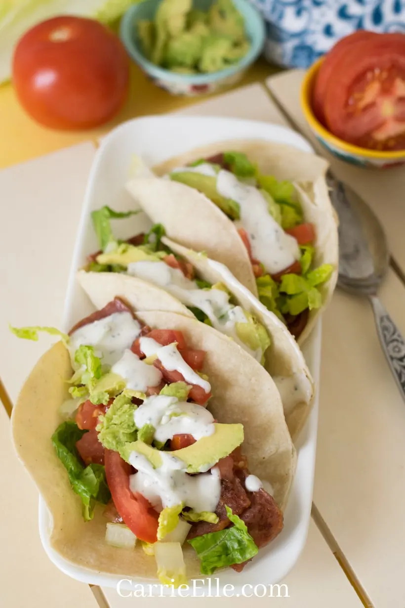 Delicious BLT Tacos ready to eat!