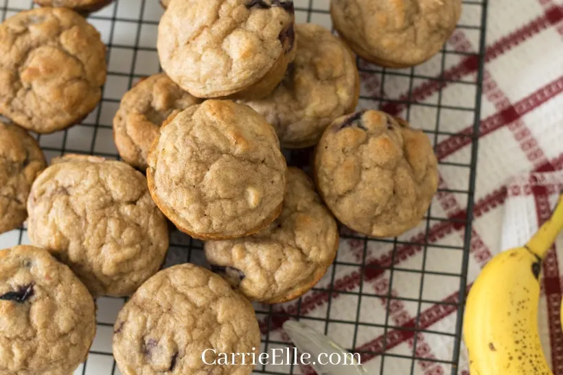 Stack of banana cherry muffins