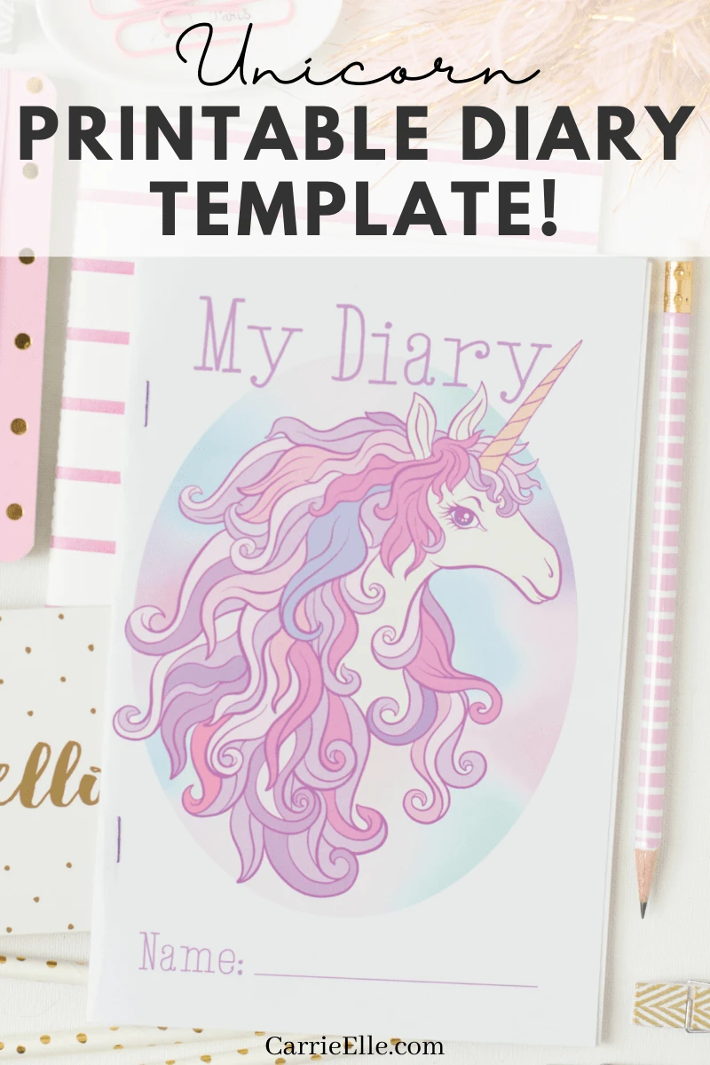 A printable diary template is perfect for anyone who loves unicorns. Print out the lined pages and pretty blank pages & start writing!