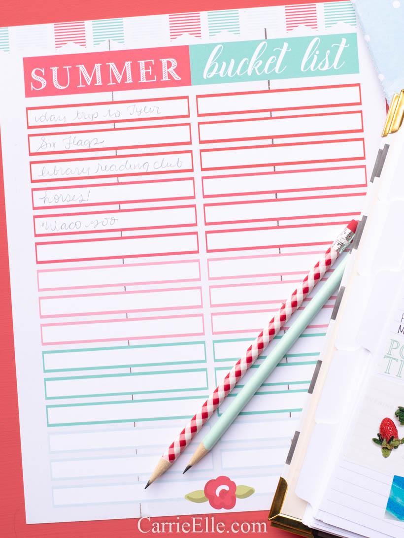 Printable Summer Bucket List