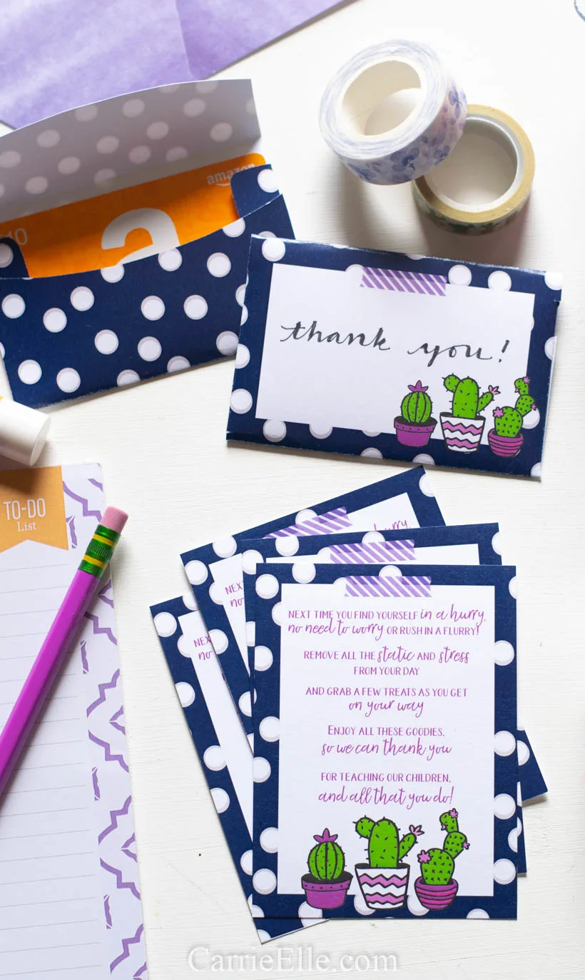 Printable Gift Card Envelope Cactus