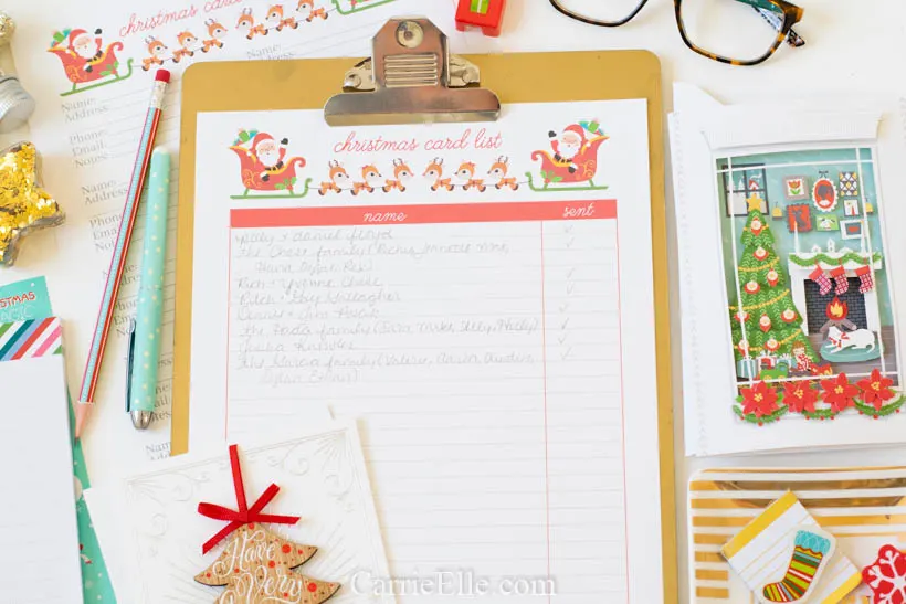 Printable Christmas Card List