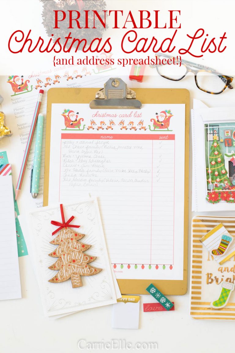 Printable Christmas Card List and Christmas Card Spreadsheet Carrie 