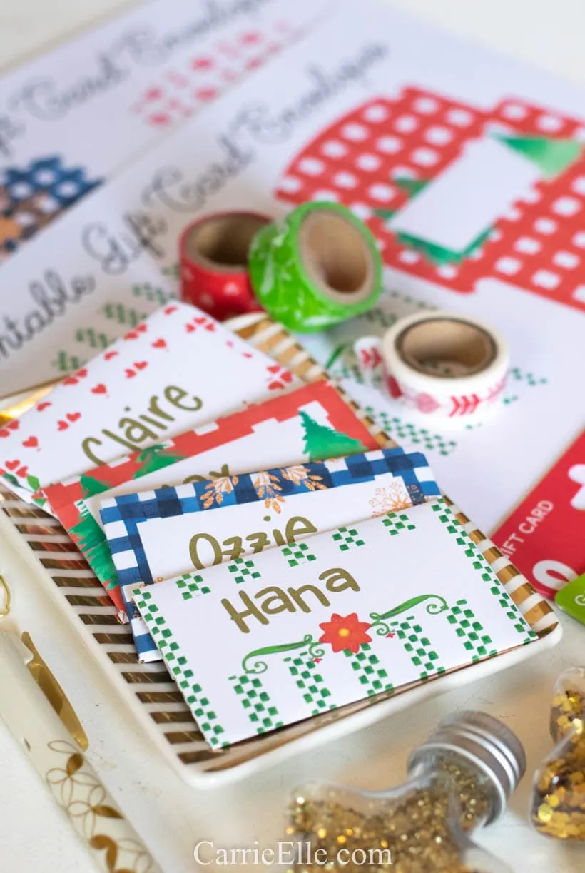 Printable Christmas Gift Card Envelopes