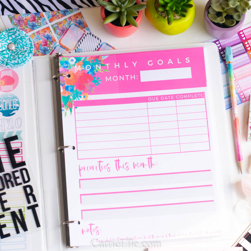 Goals Tracker Printable Carrie Elle