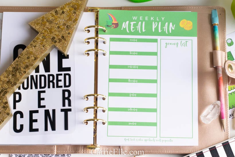 Printable Weekly Meal Planner Insert A5 8.5x11