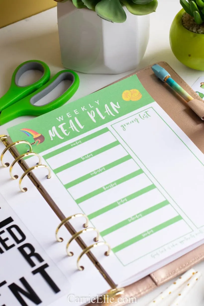 Printable Weekly Meal Planner Insert A5 8.5x11