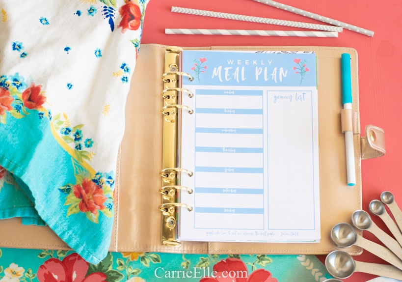 Printable Weekly Meal Planning Template A5