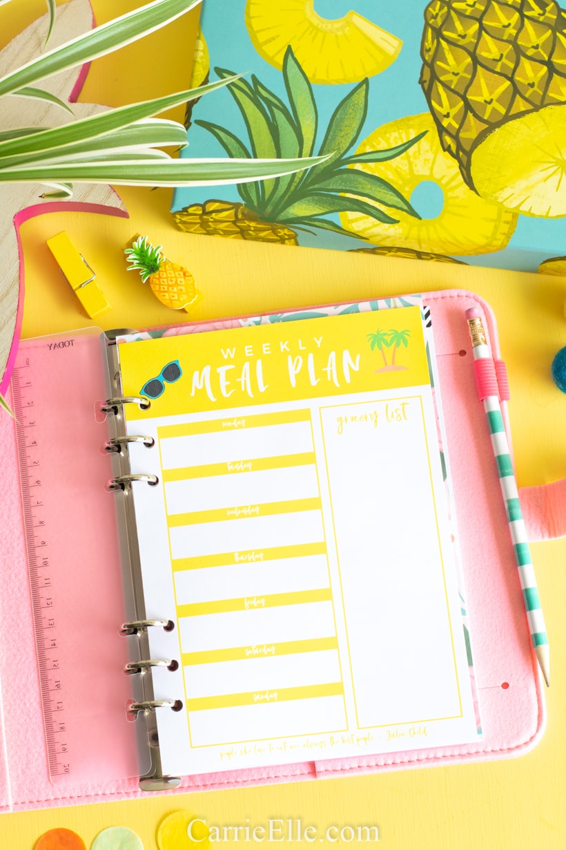 Printable Weekly Meal Planner Template for June - Carrie Elle