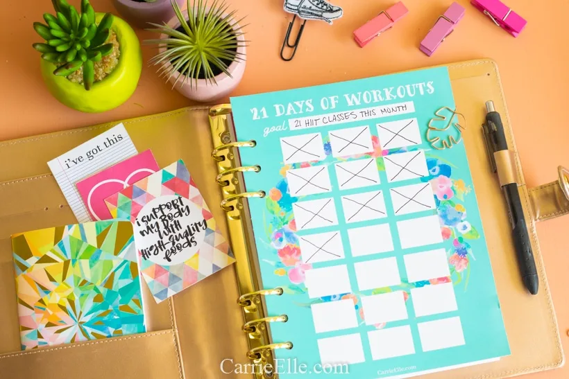 21 Day Workout Tracker Printable CarrieElle.com