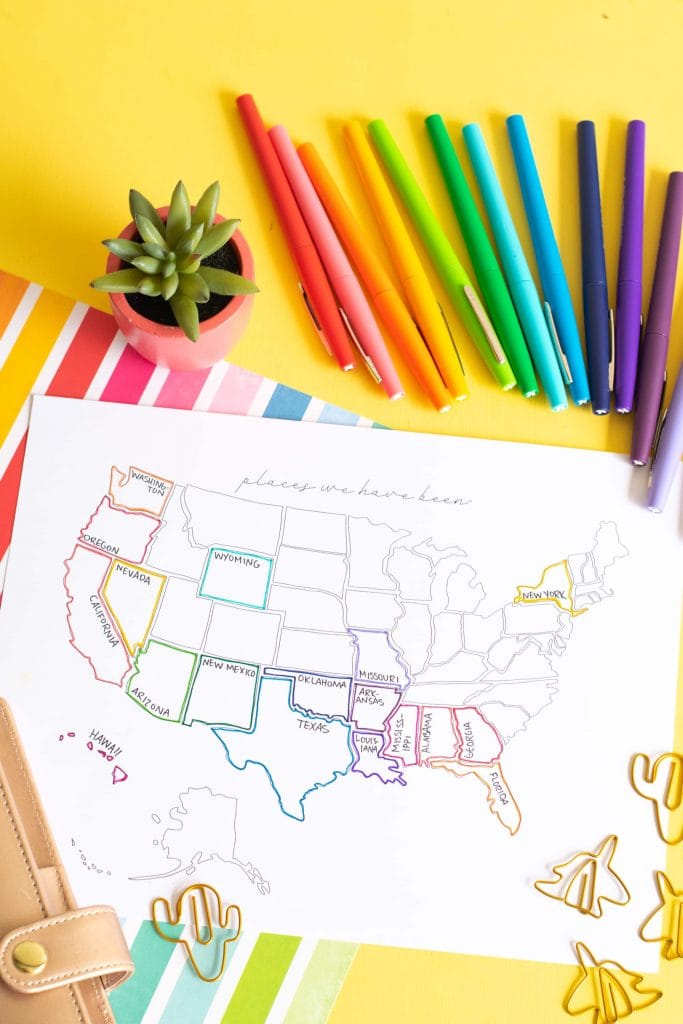 Printable USA Travel Map - Carrie Elle