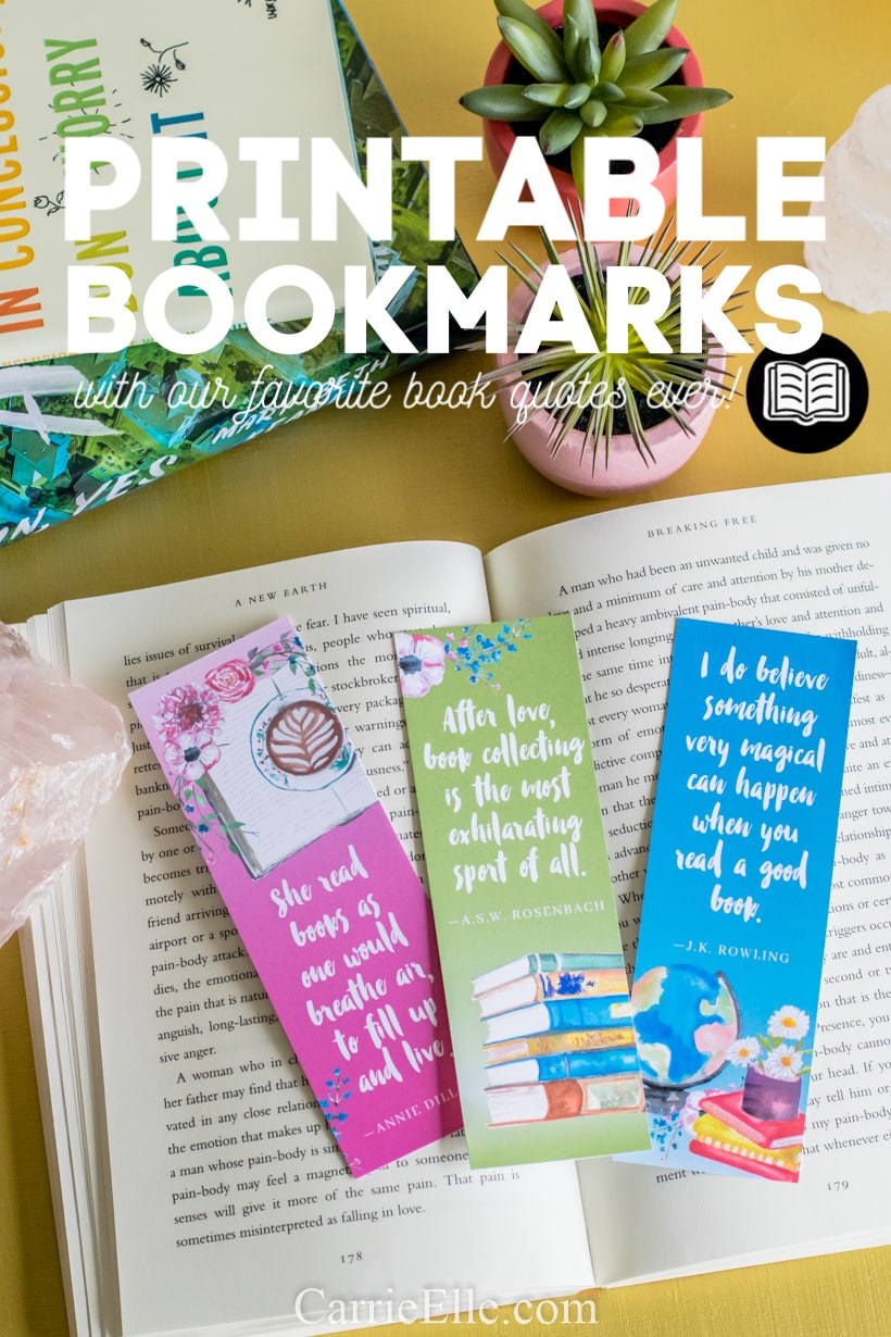 Printable Book Lover Bookmarks Carrie Elle