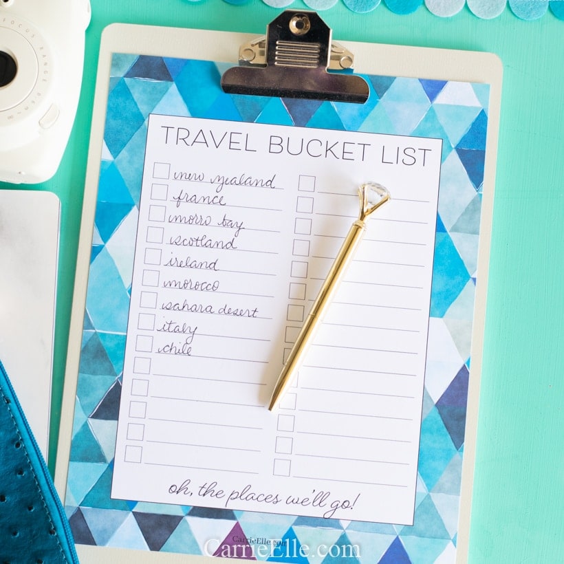 Printable Travel Bucket List CarrieElle.com