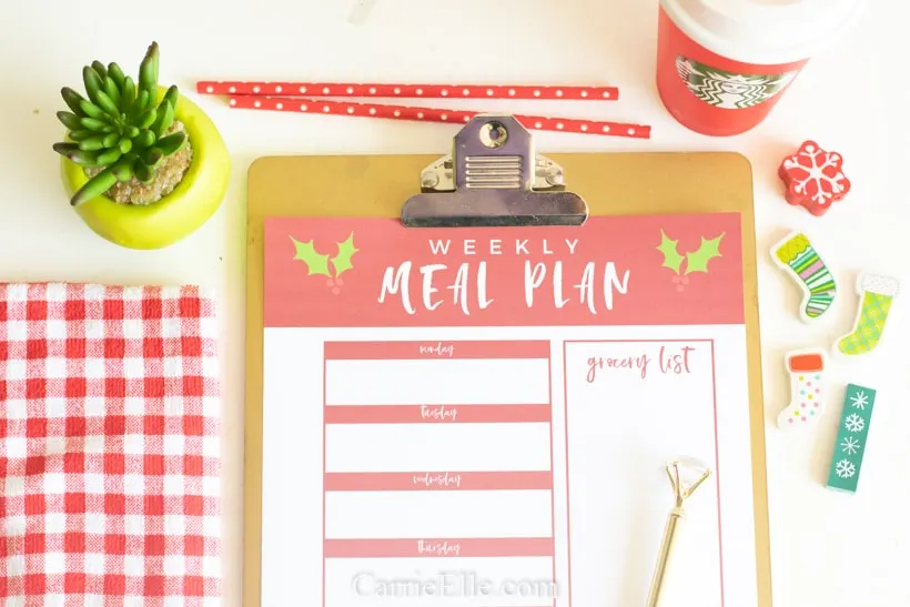 Printable Weekly Meal Planner for December