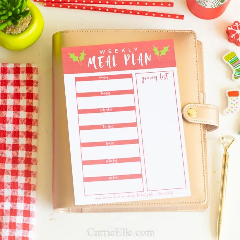 Printable Weekly Meal Planner for December