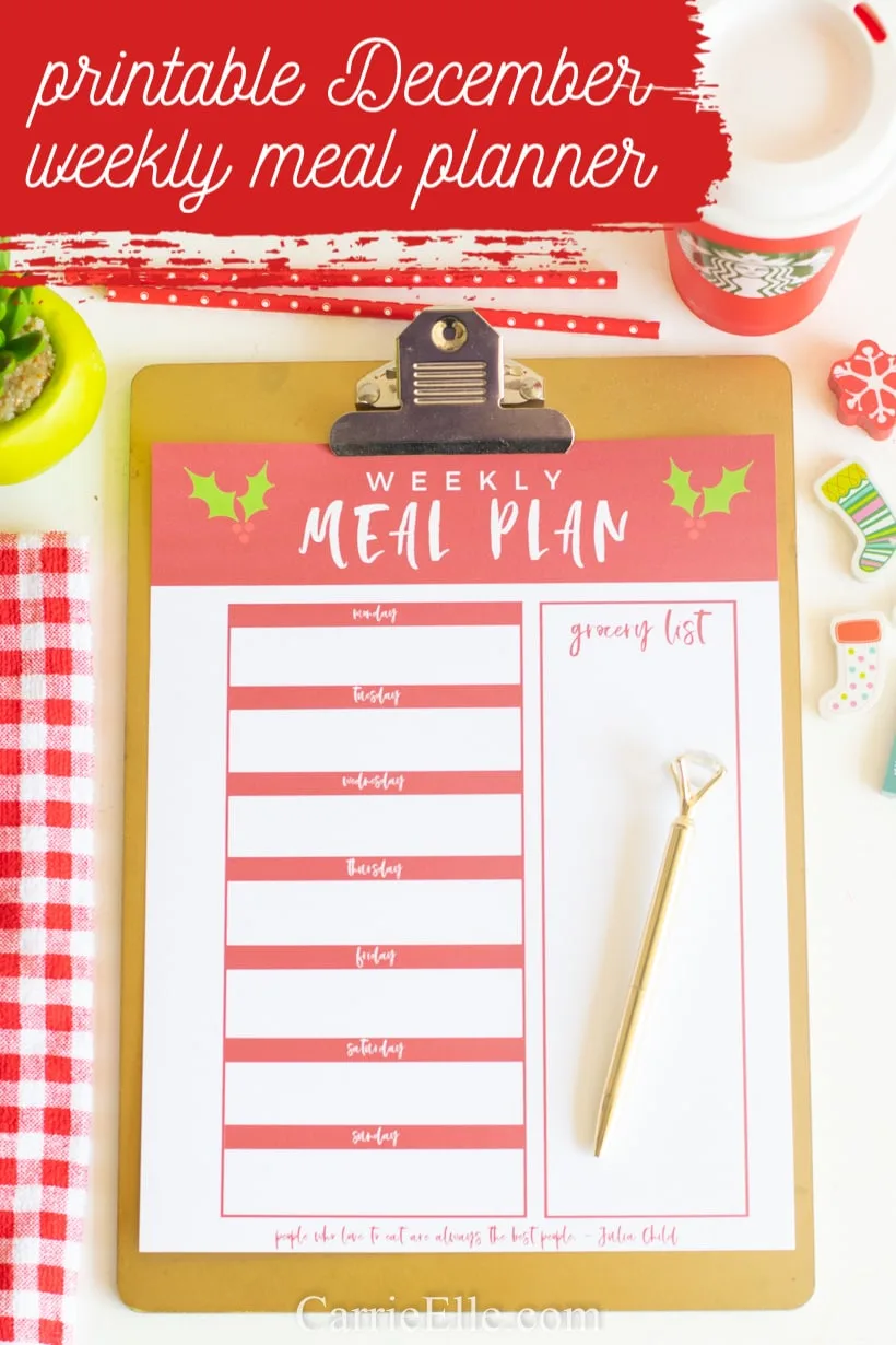 Printable December Meal Planner