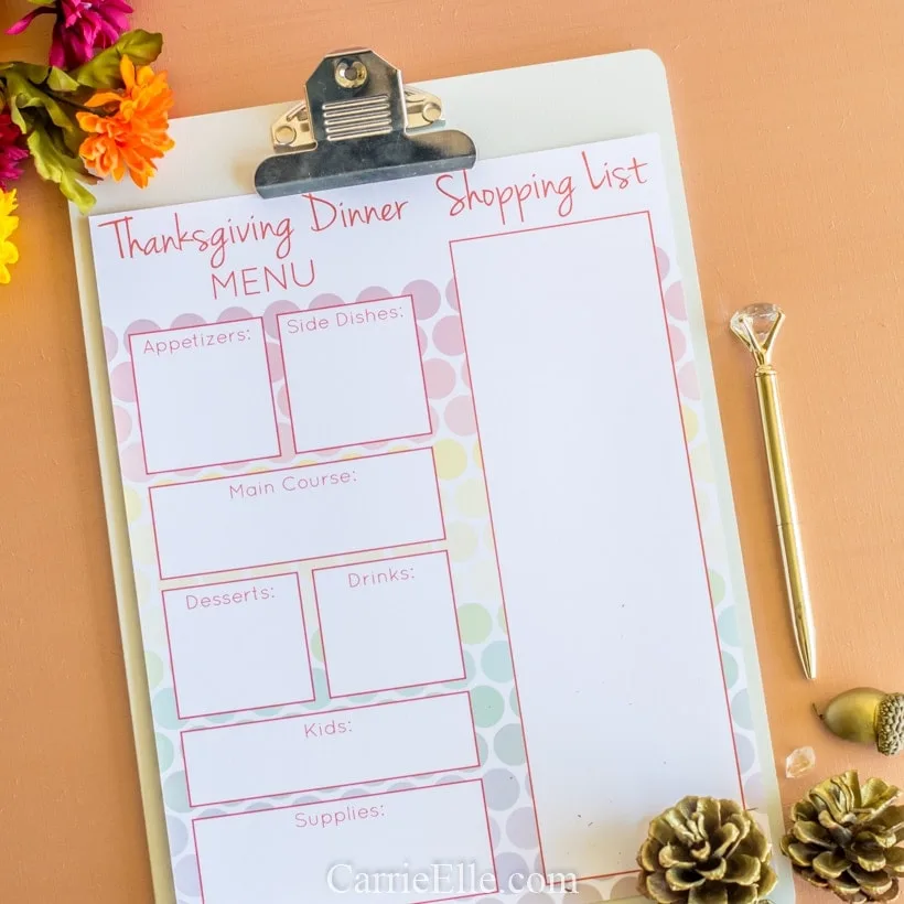 Printable Thanksgiving Dinner Planner CarrieElle.com