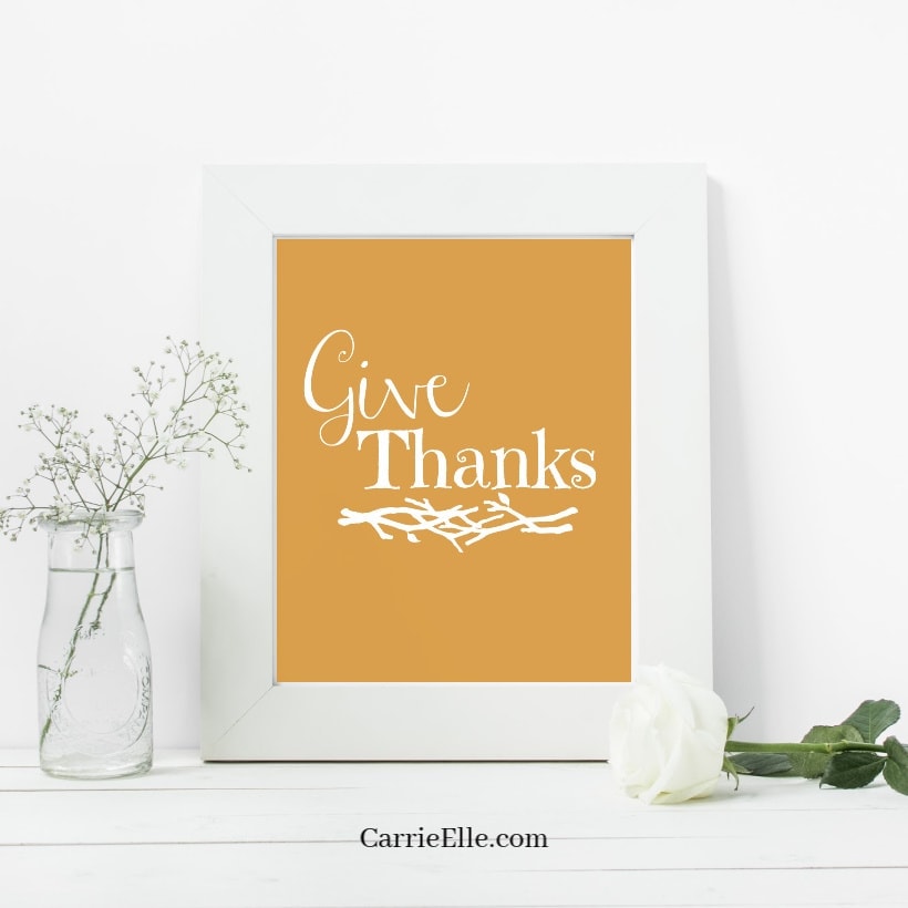 Printable Give Thanks Wall Art CarrieElle.com