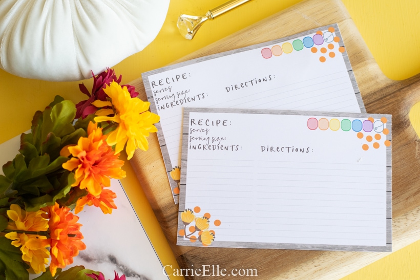 Printable 21 Day Fix Recipe Cards for Fall