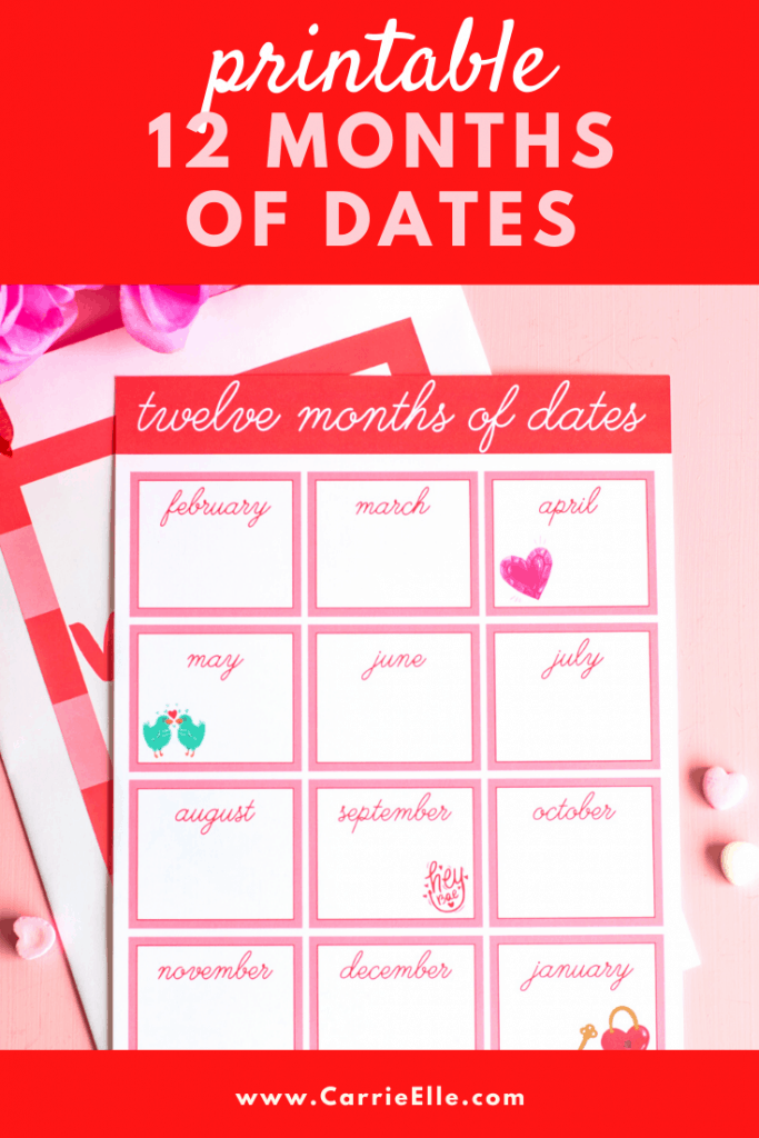 12 Months of Dates Printable CarrieElle.com