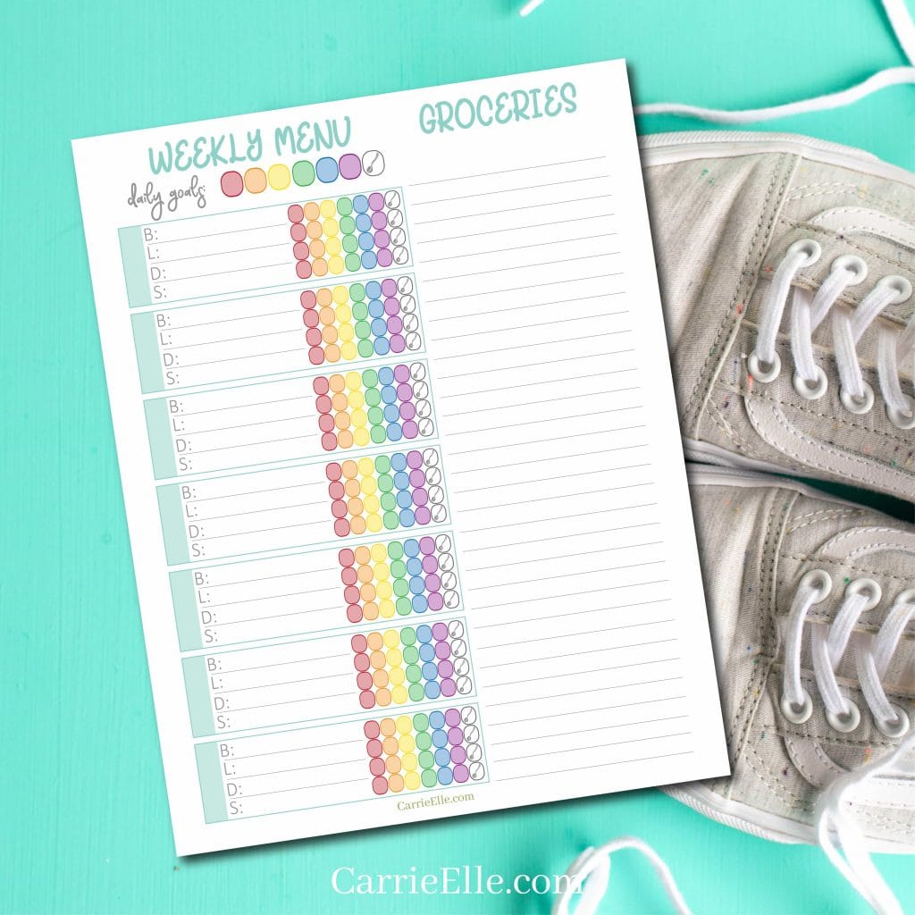 Printable 21 Day Fix Weekly Meal Planning Tracking Page CarrieElle.com