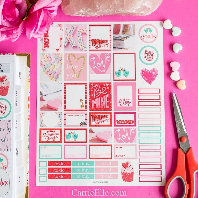 Printable Valentines Day Planner Stickers CarrieElle.com