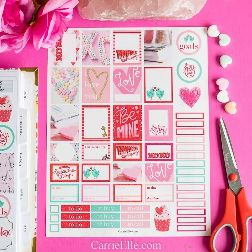 Printable Valentines Day Planner Stickers CarrieElle.com