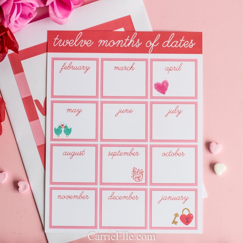 12 Months of Dates Printable {and Date Ideas}