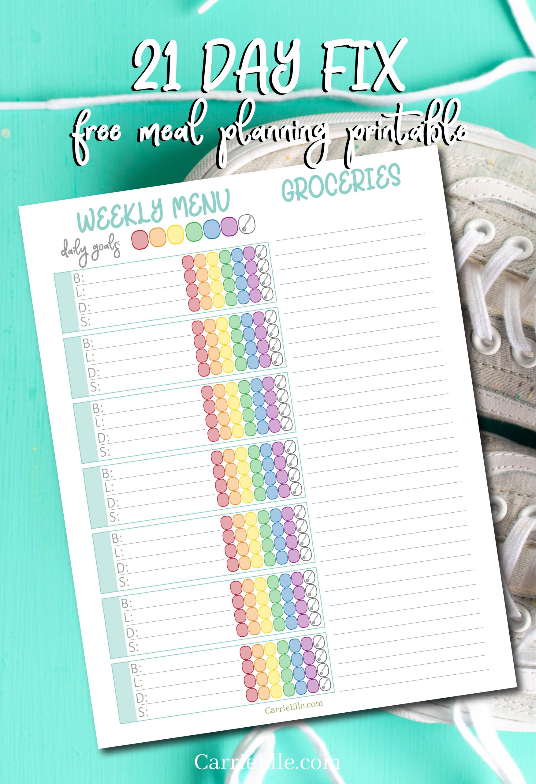 Printable 21 Day Fix Weekly Meal Planner Carrie Elle 21 day fix blank template