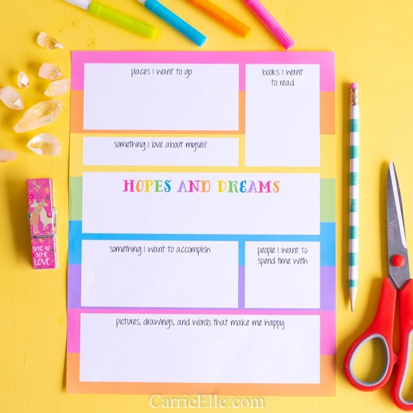 Printable Vision Board Kit for Kids, Growth Mindset Activity for Children