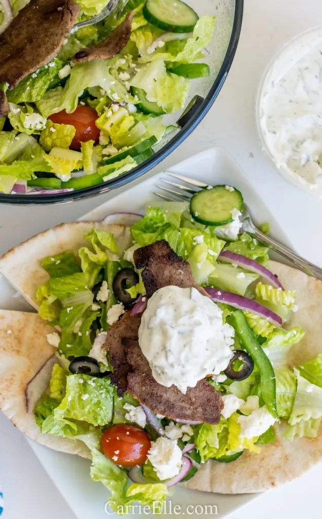 Greek Gyro Salad CarrieElle.com