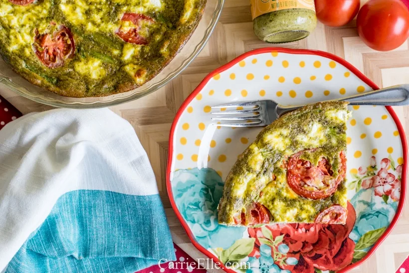 Pesto Aspragus Goat Cheese Frittata CarrieElle.com